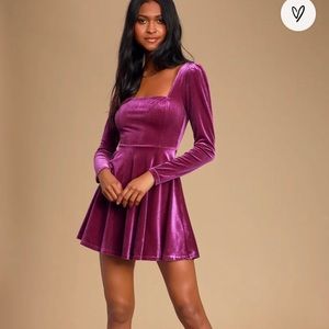 Lulus velvet square neck skater dress